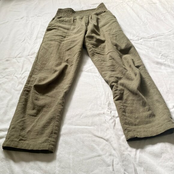 Emme Mama Transitional Maternity Smocked Linen Pant Women's XS Olive Green - Picture 5 of 16